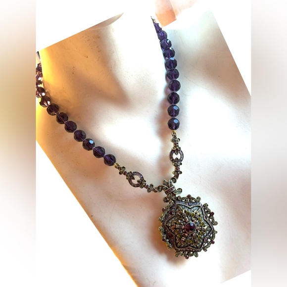 Lovely Retired Heidi Daus "Unforgettable Lavaliere" Locket Necklace rhinstones - Picture 2 of 9